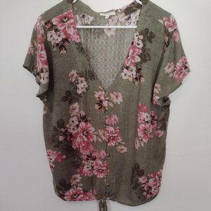 Maurice's Bottom Tie Loose Fit top with flutter sleeves